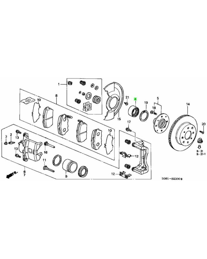 HONDA OEM D/B SERIES FRONT WHEEL BEARING 262MM ROTOR