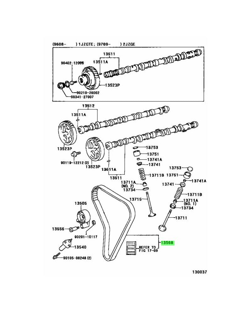 TOYOTA OEM TIMING BELT for 1JZ-GE 1JZ-GTE 137MY25 - 13568-49065