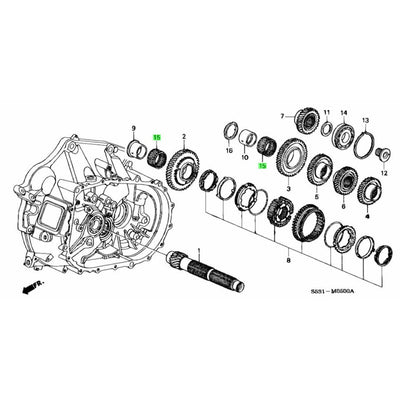 HONDA OEM K SERIES GEAR BOX NEEDLE BEARING COUNTER SHAFT