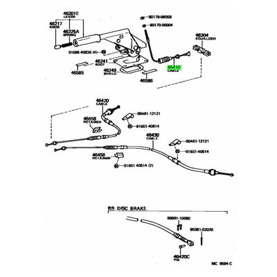 TOYOTA OEM PARKING BRAKE CABLE ASSY NO.1 - 46410-12140