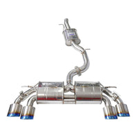 Invidia R400 Valved Turbo Back Exhaust w/Oval Tips - Rolled Titanium Blue Tips VW Golf R Mk7