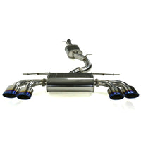 Invidia Q300 Non-Valved Turbo Back Exhaust w/Oval Tips - Rolled Titanium Blue Tips VW Golf R Mk7