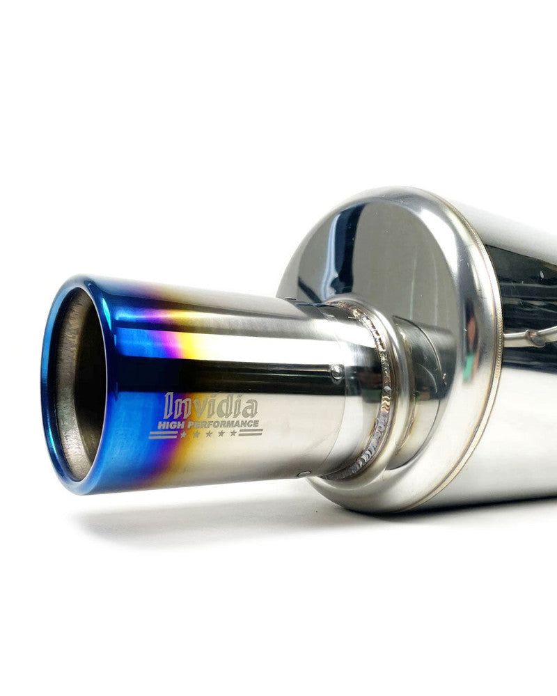 Invidia G200 Cat Back Exhaust - Rolled Titanium Blue Tips Subaru Forester XT SG 03-08