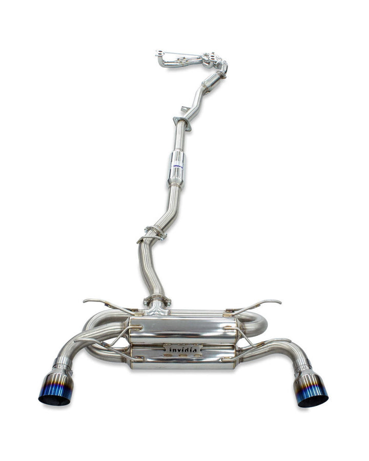 Invidia R400 70mm Engine Back Exhaust w/PSR Unequal Headers - Straight Cut Blue Tips Subaru BRZ & Toyota 86 12-21, 22+ (6MT)