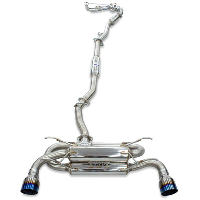 Invidia R400 70mm Engine Back Exhaust w/PSR Unequal Headers - Straight Cut Blue Tips Subaru BRZ & Toyota 86 12-21, 22+ (6MT)