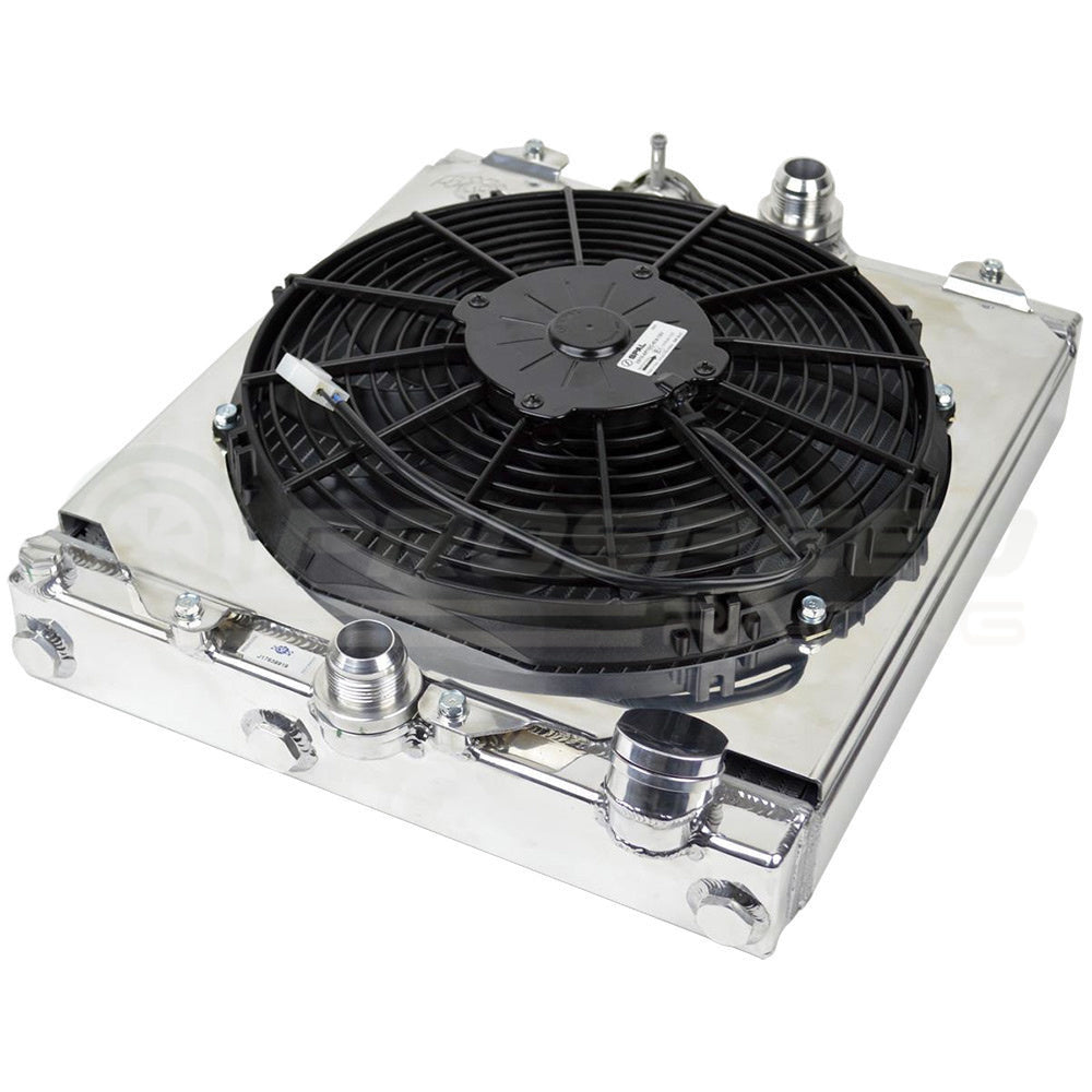CSF Racing 2-Row 42mm Race Spec Aluminium Half Radiator w/Fan Shroud - Raw for Honda Civic EG EK 91-00/Evo 7 8 9 EVO7 EVO8 EVO9