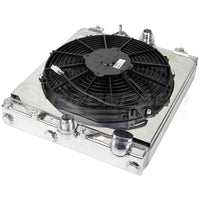 CSF Racing 2-Row 42mm Race Spec Aluminium Half Radiator w/Fan Shroud - Raw for Honda Civic EG EK 91-00/Evo 7 8 9 EVO7 EVO8 EVO9
