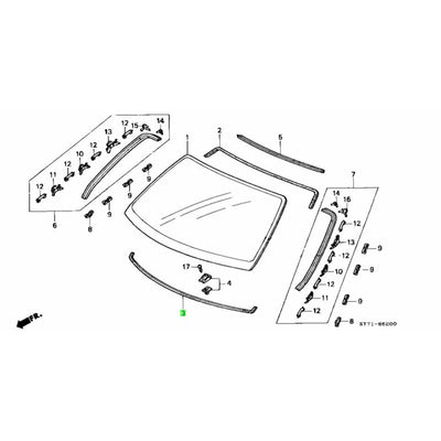 HONDA OEM RUBBER B FRONT WIND SHIELD DAM - 73126-ST7-000