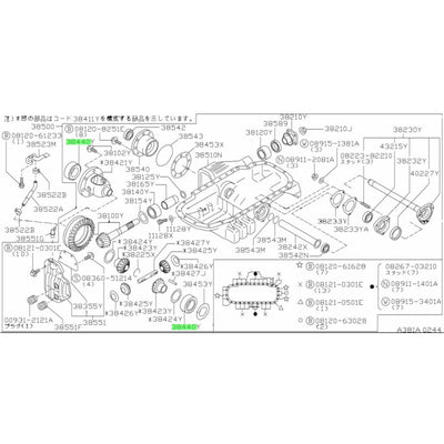 NISSAN OEM DIFFERENTIAL SIDE BEARING - 38440-03V01