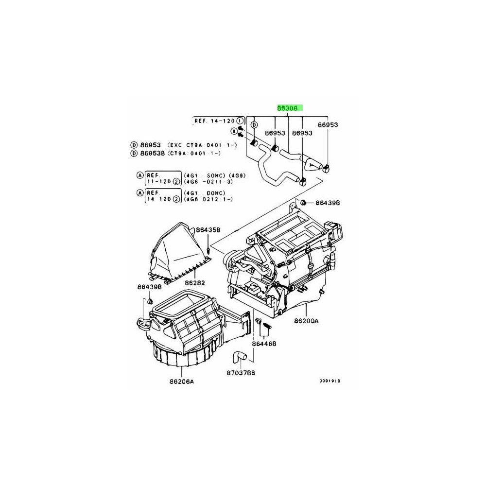 Mitsubishi OEM Heater Hose FOR EVO 7-9 - 7805A089
