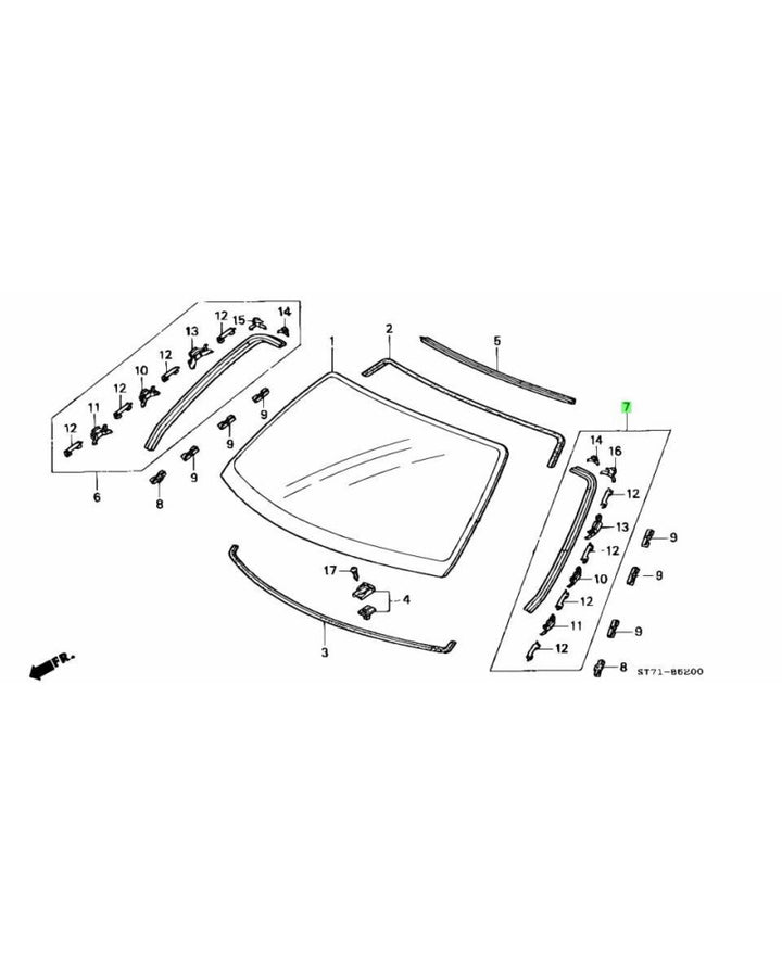 HONDA OEM INTEGRA DC2 FRONT WINDSCREEN MOLDING - LEFT SIDE