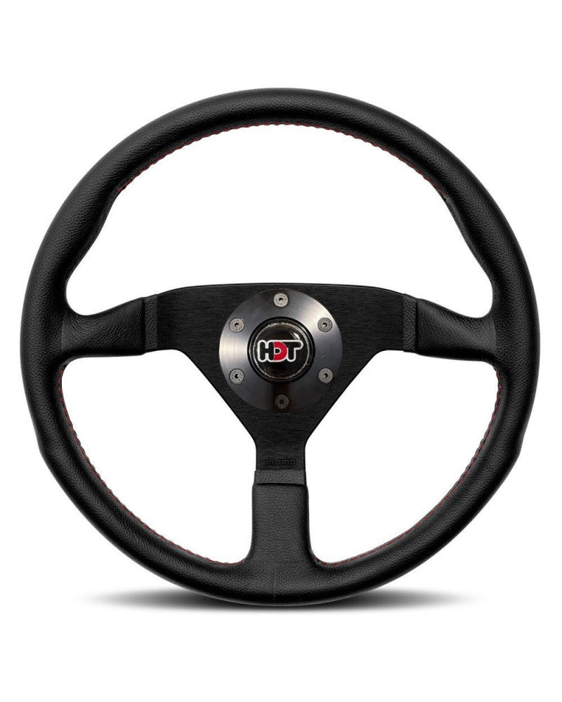 MOMO Montecarlo Black Leather With Red Stitching 350mm Steering Wheel HDT - 11111785BKRER-HDT