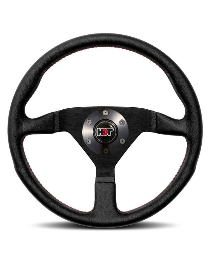 MOMO Montecarlo Black Leather With Red Stitching 350mm Steering Wheel HDT - 11111785BKRER-HDT