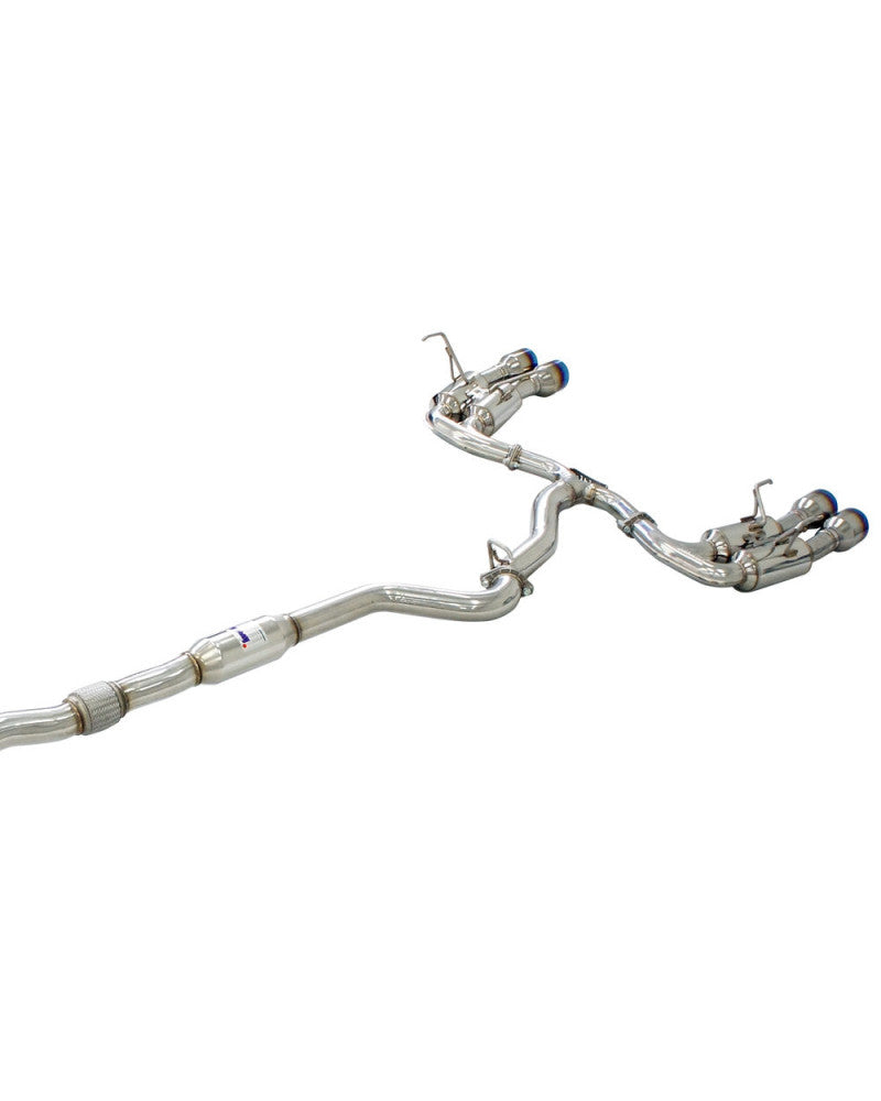 Invidia R400 Turbo Back Exhaust - Straight Cut Titanium Blue Tips Subaru WRX 15-21 (6MT)