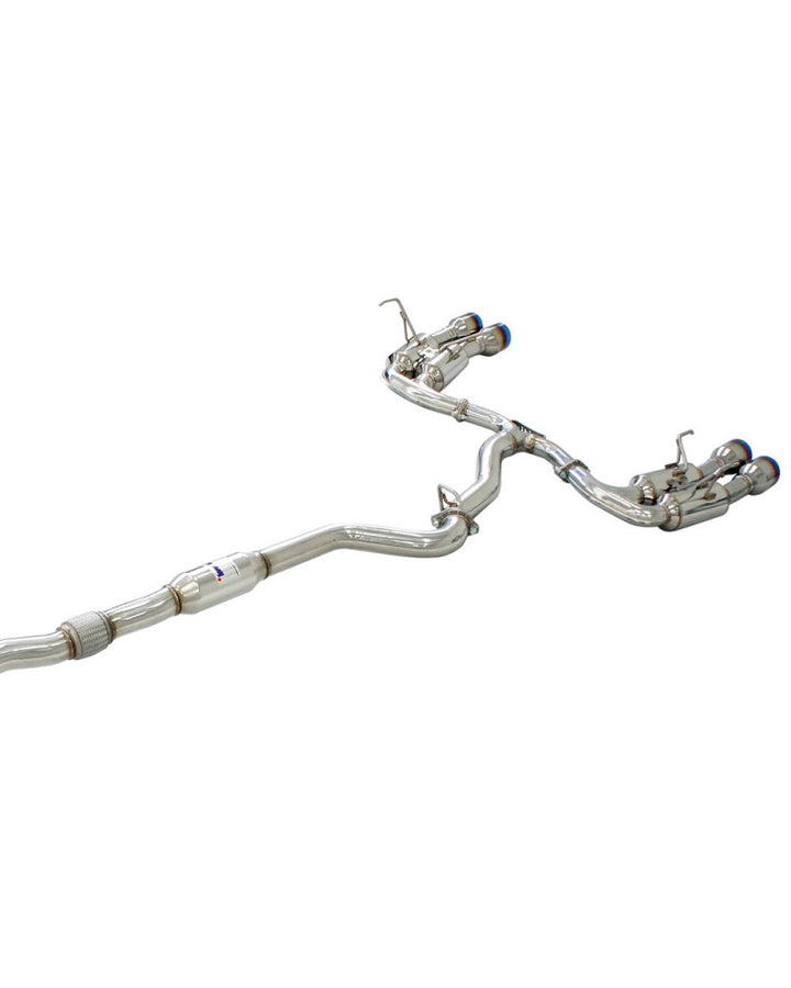 Invidia R400 Turbo Back Exhaust - Straight Cut Titanium Blue Tips Subaru WRX 15-21 (6MT)