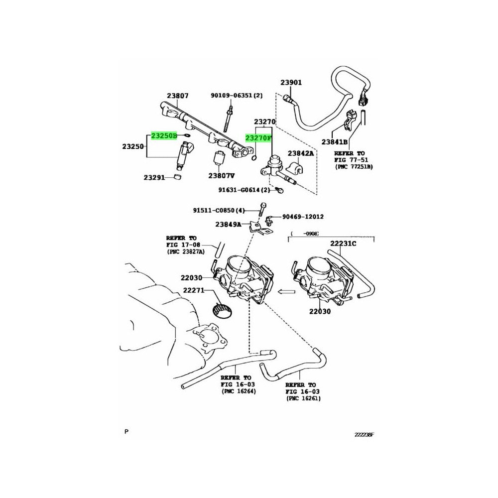 TOYOTA OEM Injector Insulator set (6pcs each) for Toyota 2GR Engine - 90301-07033 & 23291-23010