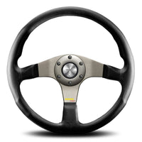 MOMO Tuner Anthracite Black Leather 350mm Steering Wheel - 11110335111L