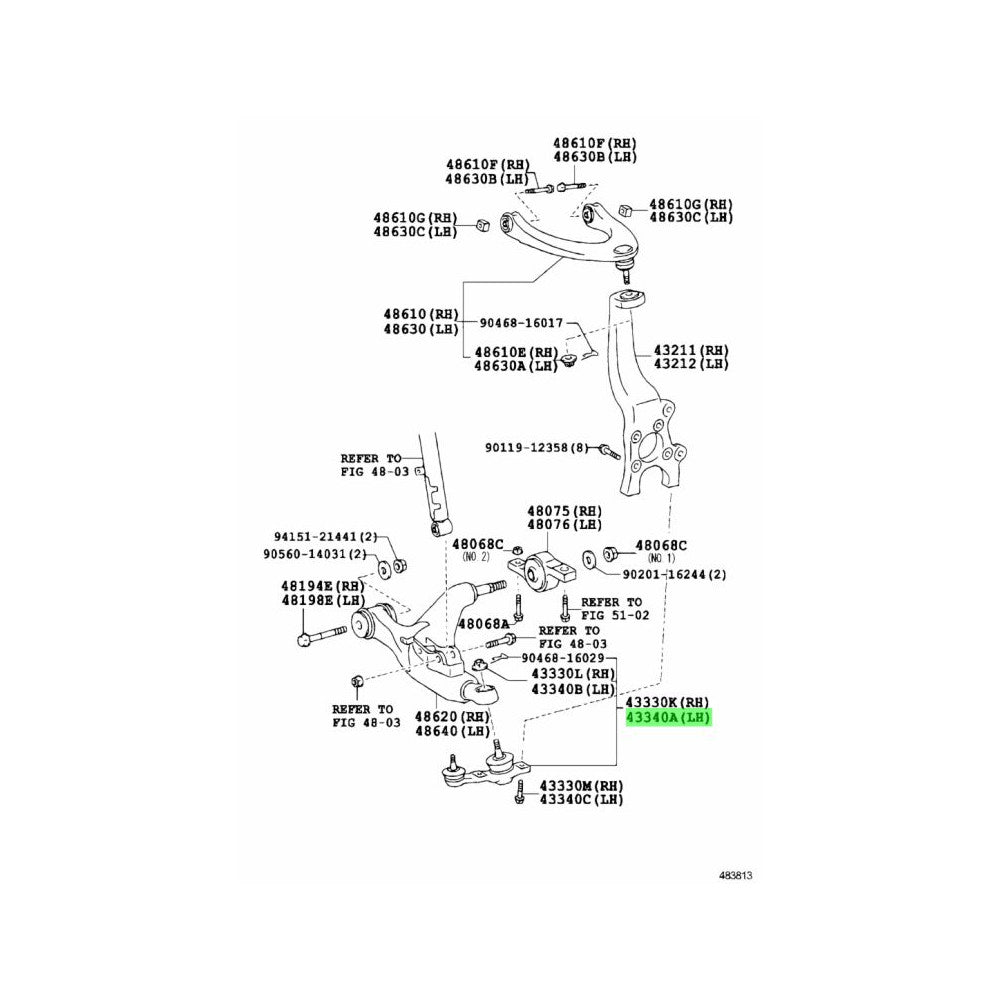 TOYOTA OEM Crown/Mark X GRS204/GWS204/GRS180/UZS186 Lower Ball joint Front LHS43340-39505