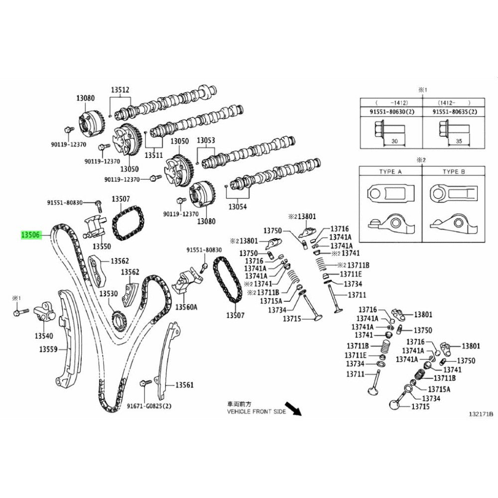 TOYOTA OEM TIMING CHAIN FOR 2GR - 13506-31031