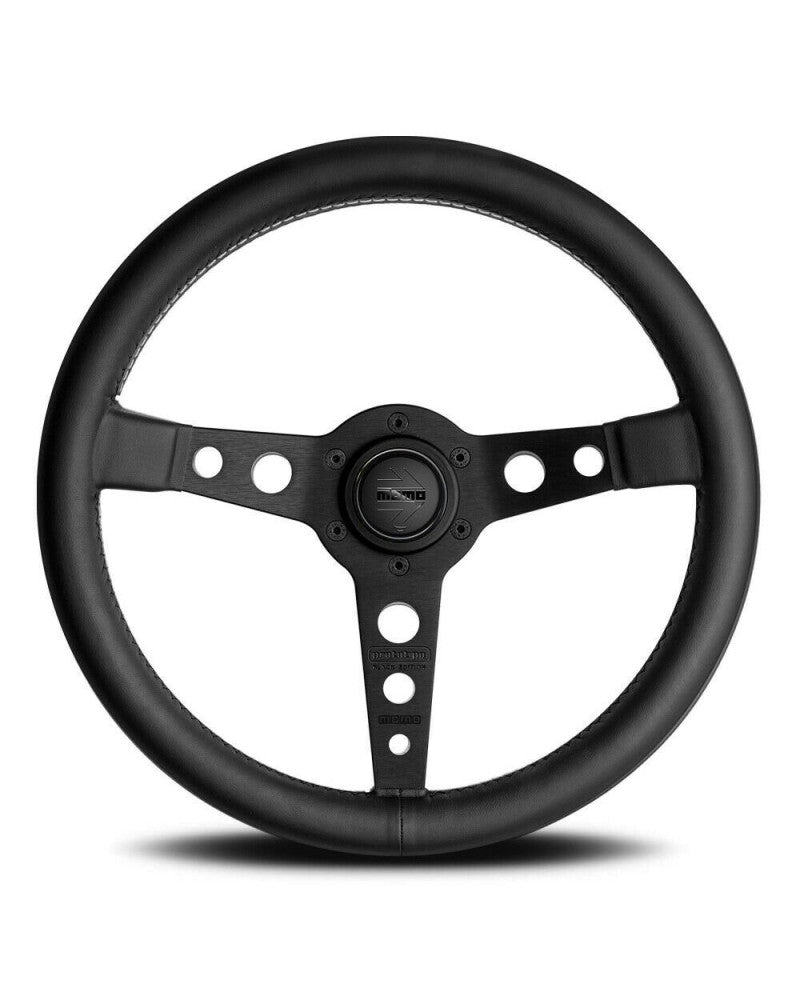 MOMO Prototipo Black Edition Black Leather 350mm Steering Wheel - VPROBLKED350R