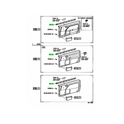 TOYOTA OEM AE86 Levin/Trueno/Sprinter LHS Weatherstrip Assy Front door Glass Inner 68220-12160