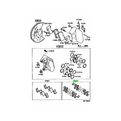 TOYOTA OEM JZA80 supra 4 pot front caliper rebuild kit 04479-14140