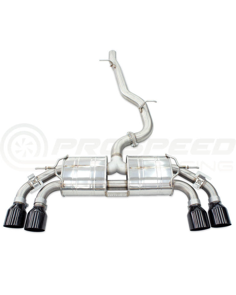 Invidia R400 Valved Cat Back Exhaust w/Round Tips - Rolled Titanium Blue Tips VW Golf R Mk8
