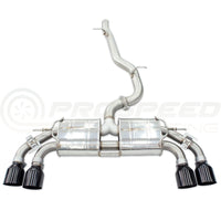 Invidia R400 Valved Cat Back Exhaust w/Round Tips - Rolled Titanium Blue Tips VW Golf R Mk8