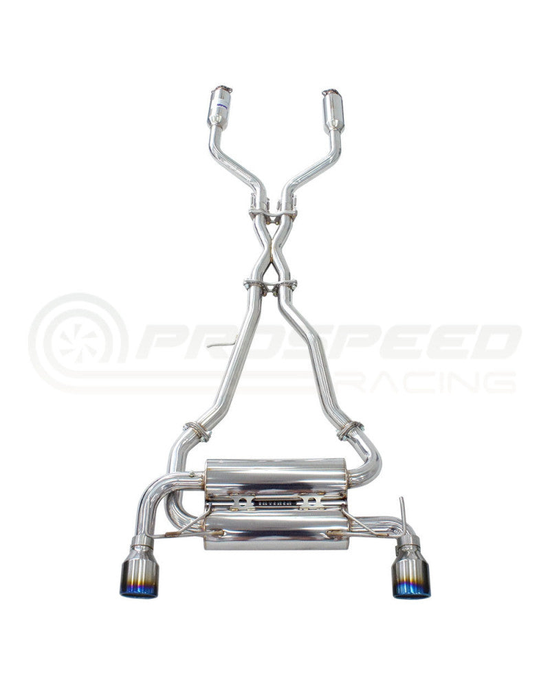 Invidia Gemini Cat Cack Exhaust - Rolled Titanium Blue Tips Nissan 350Z Z33 02-09