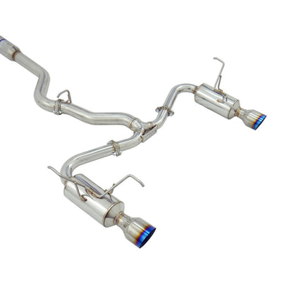 Invidia R400 Turbo Back Exhaust - Straight Cut Titanium Blue Tips Subaru WRX 08-10 Sedan/Forester XT SH 08-13 (5MT/4AT)