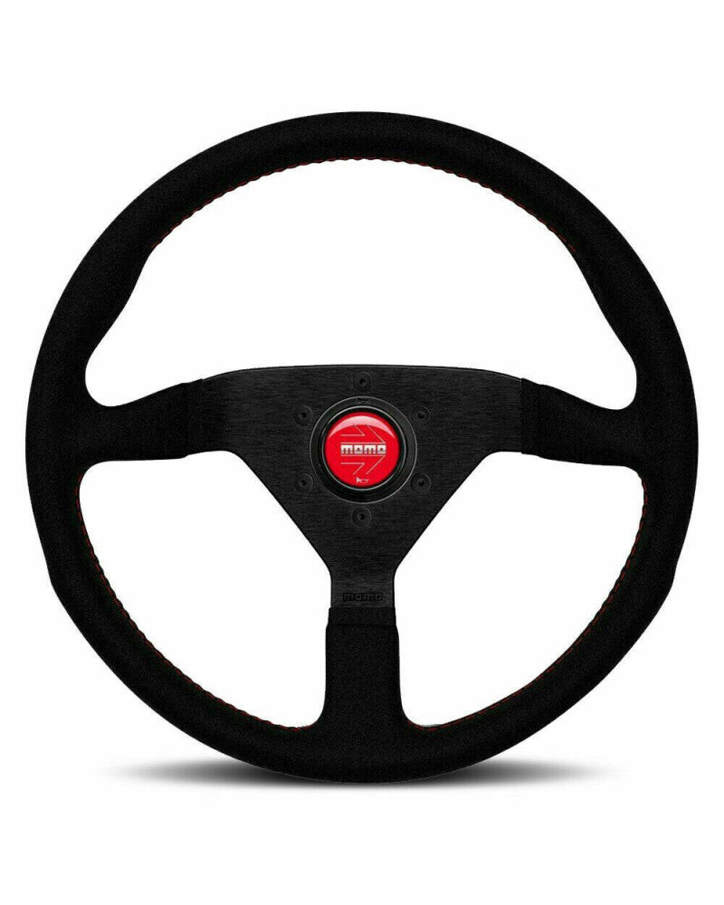 MOMO Montecarlo Black Alcantara With Red Stitching 320mm Steering Wheel - VMCALREDST32