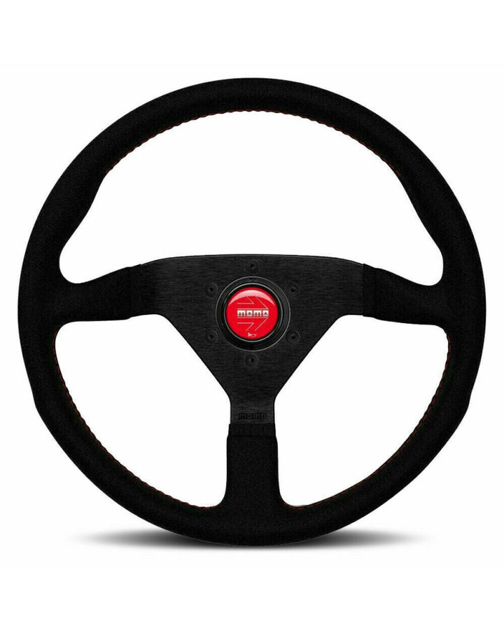 MOMO Montecarlo Black Alcantara With Red Stitching 320mm Steering Wheel - VMCALREDST32