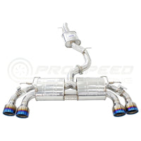 Invidia R400 Valved Cat Back Exhaust w/Round Tips - Rolled Titanium Blue Tips VW Golf R Mk7