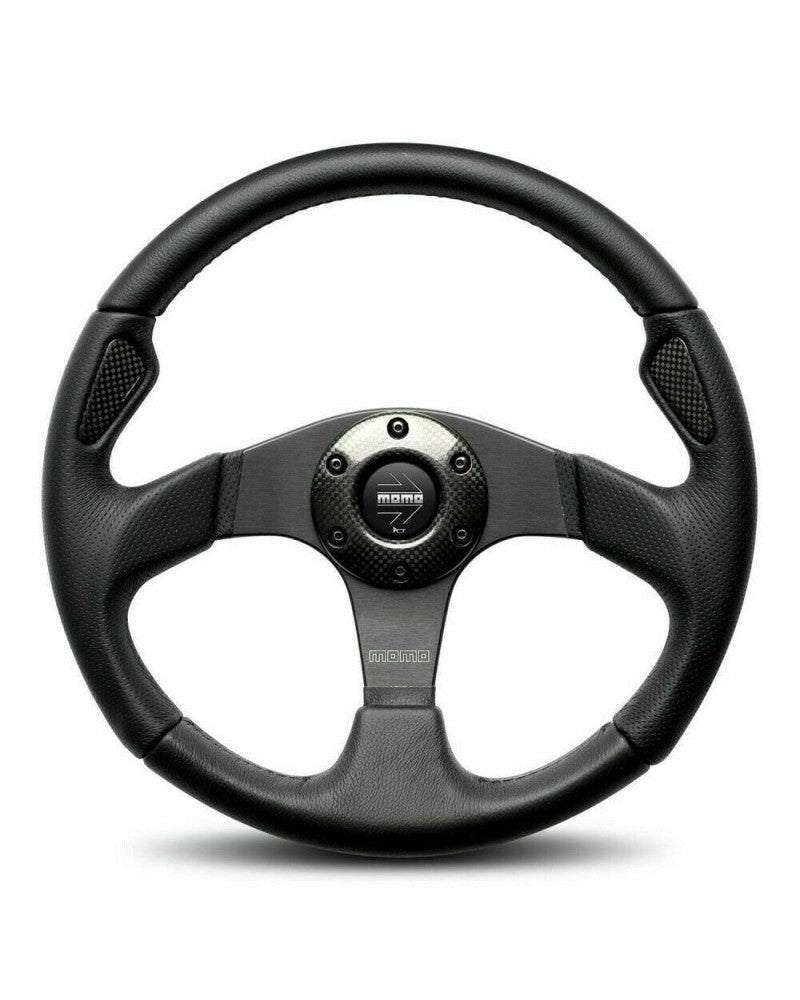 MOMO JET Black Leather 350mm Steering Wheel - 11102915211L