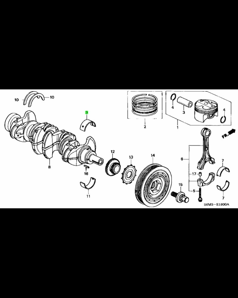 HONDA OEM MAIN BEARING C UPPER BROWN - CL7 DC5 EP3 FD2 FN2