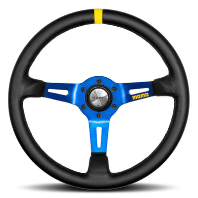 MOMO MOD.08 Black Blue Leather Steering Wheel 350mm - 11150085811R