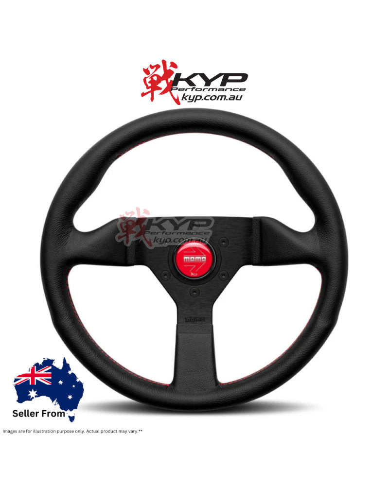 MOMO Montecarlo Black Leather With Red Stitching 320mm Steering Wheel - 11111782BKRER