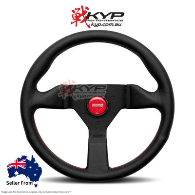 MOMO Montecarlo Black Leather With Red Stitching 320mm Steering Wheel - 11111782BKRER