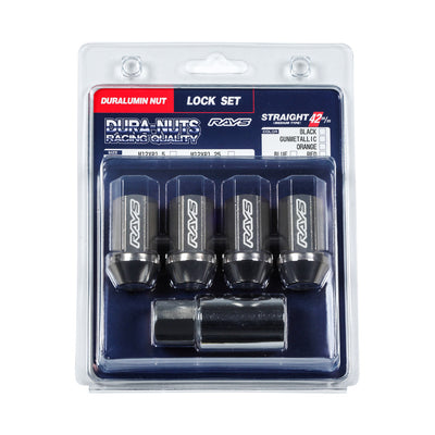 RAYS DURA-LOCK ONLY L42 STRAIGHT NUT SET M12X1.25 BLACK