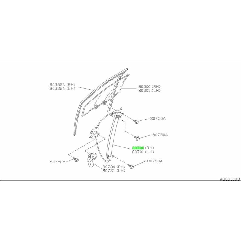TOYOTA OEM DOOR WINDOW RH REGULATOR ASSEMBLY 80720-85E05