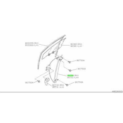TOYOTA OEM DOOR WINDOW RH REGULATOR ASSEMBLY 80720-85E05