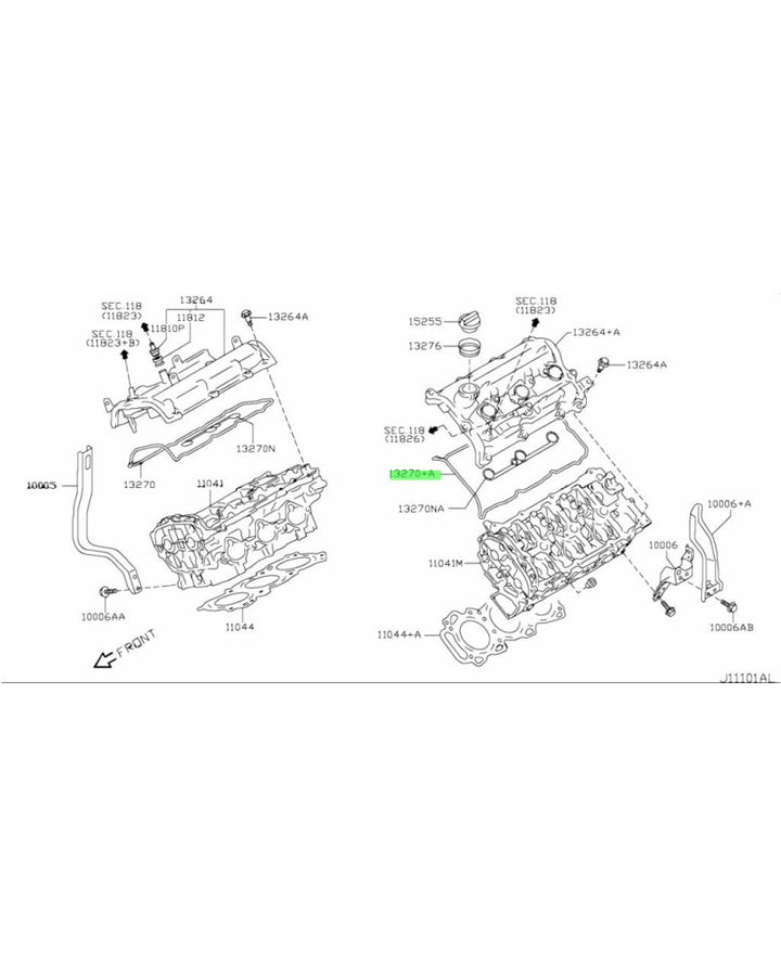 Genuine Nissan Rocker Cover Gasket (Left Side) Fits Nissan V36 Skyline & Z34 370Z (VQ37HR) 13270-EY01B