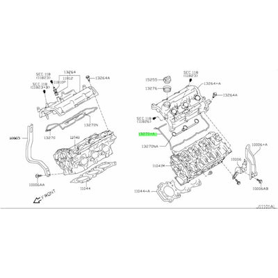 Genuine Nissan Rocker Cover Gasket (Left Side) Fits Nissan V36 Skyline & Z34 370Z (VQ37HR) 13270-EY01B