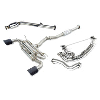 Invidia R400 70mm Engine Back Exhaust w/Invidia Equal Headers - Rolled Blue Tips Subaru BRZ & Toyota 86 12-21, 22+ (6MT)