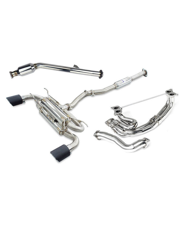 Invidia R400 70mm Engine Back Exhaust w/Invidia Equal Headers - Rolled Blue Tips Subaru BRZ & Toyota 86 12-21, 22+ (6MT)