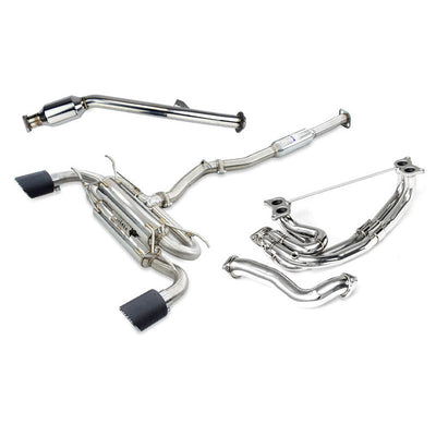 Invidia R400 70mm Engine Back Exhaust w/Invidia Equal Headers - Rolled Blue Tips Subaru BRZ & Toyota 86 12-21, 22+ (6MT)