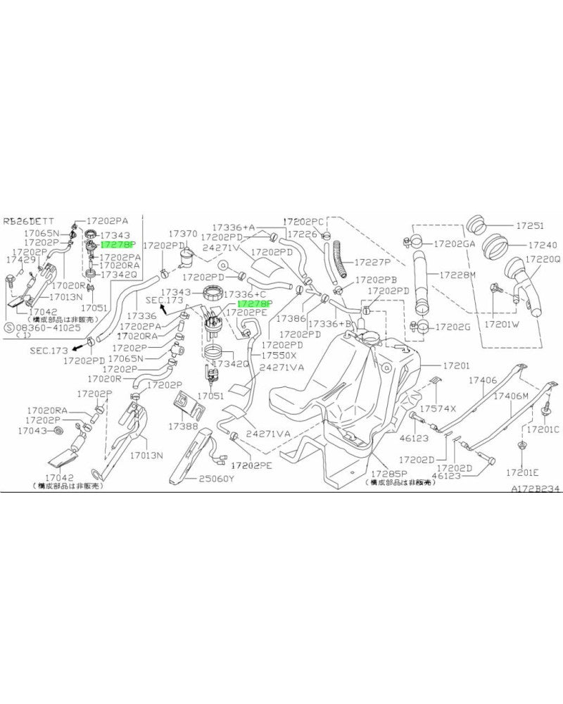 NISSAN OEM PLATE, TUBE FUEL TANK OUT / PLATE-TUBE,FUEL TANK OUTLET - 17278-5L310