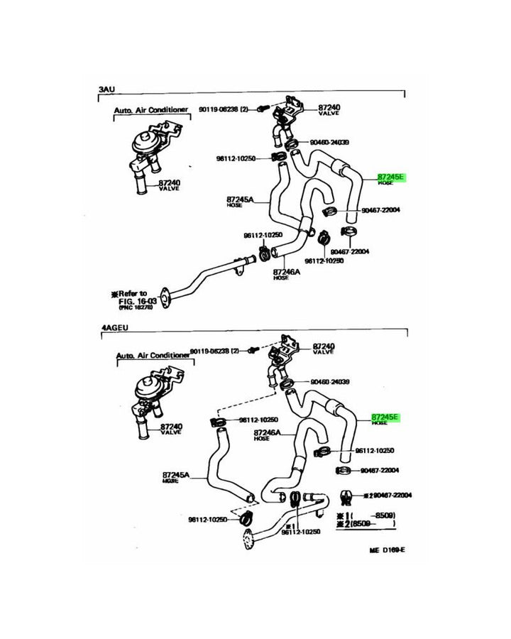 TOYOTA OEM HEATER WATER INLET HOSE E 87245-12770