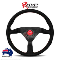 MOMO Montecarlo Black Alcantara With Red Stitching 350mm Steering Wheel - VMCALREDST35