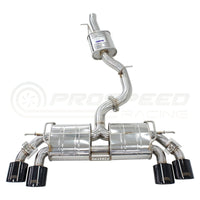Invidia R400 Valved Cat Back Exhaust w/Oval Tips - Rolled Titanium Blue Tips VW Golf R Mk7